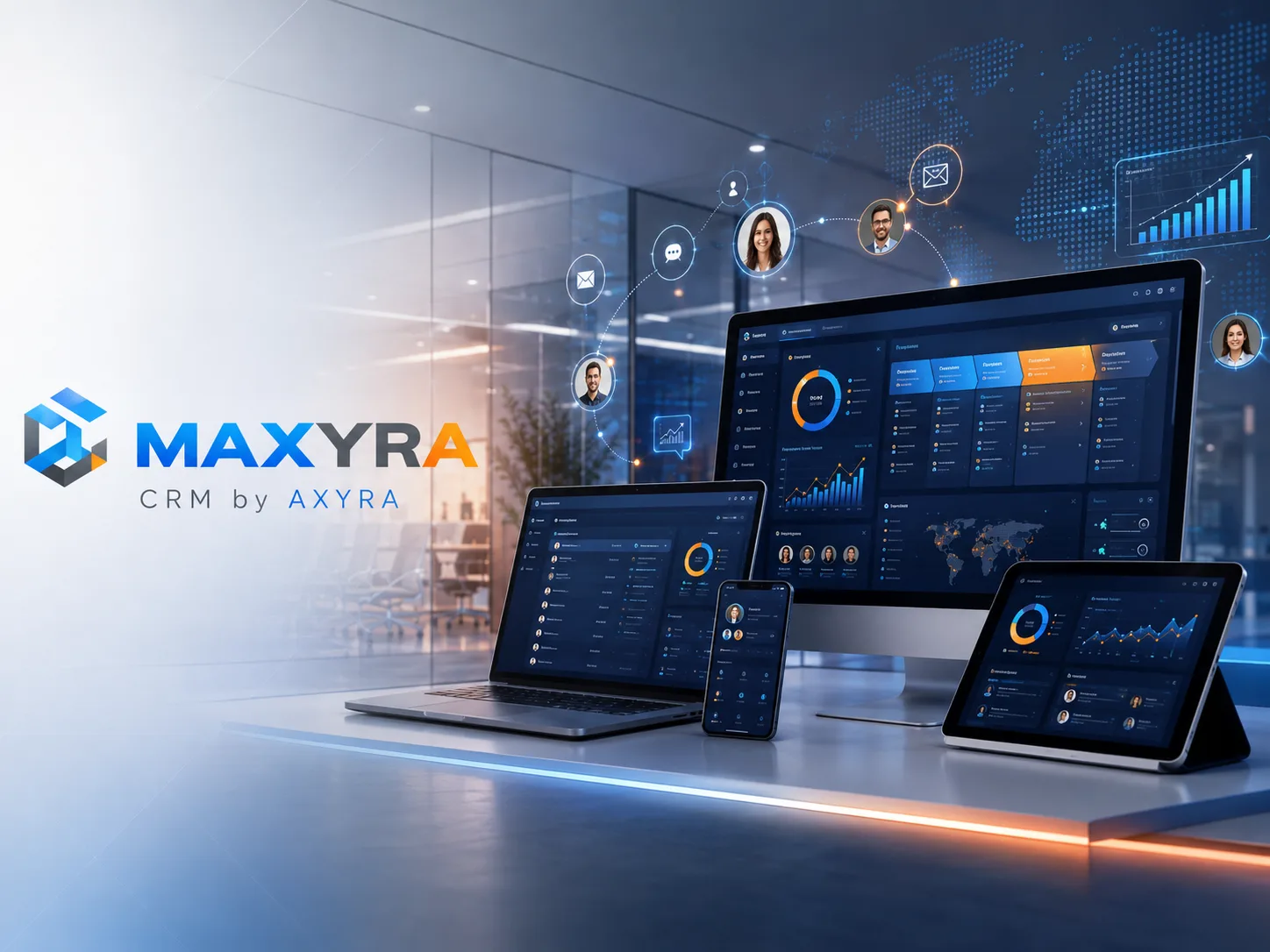 Maxyra CRM sales pipeline and customer analytics dashboard
